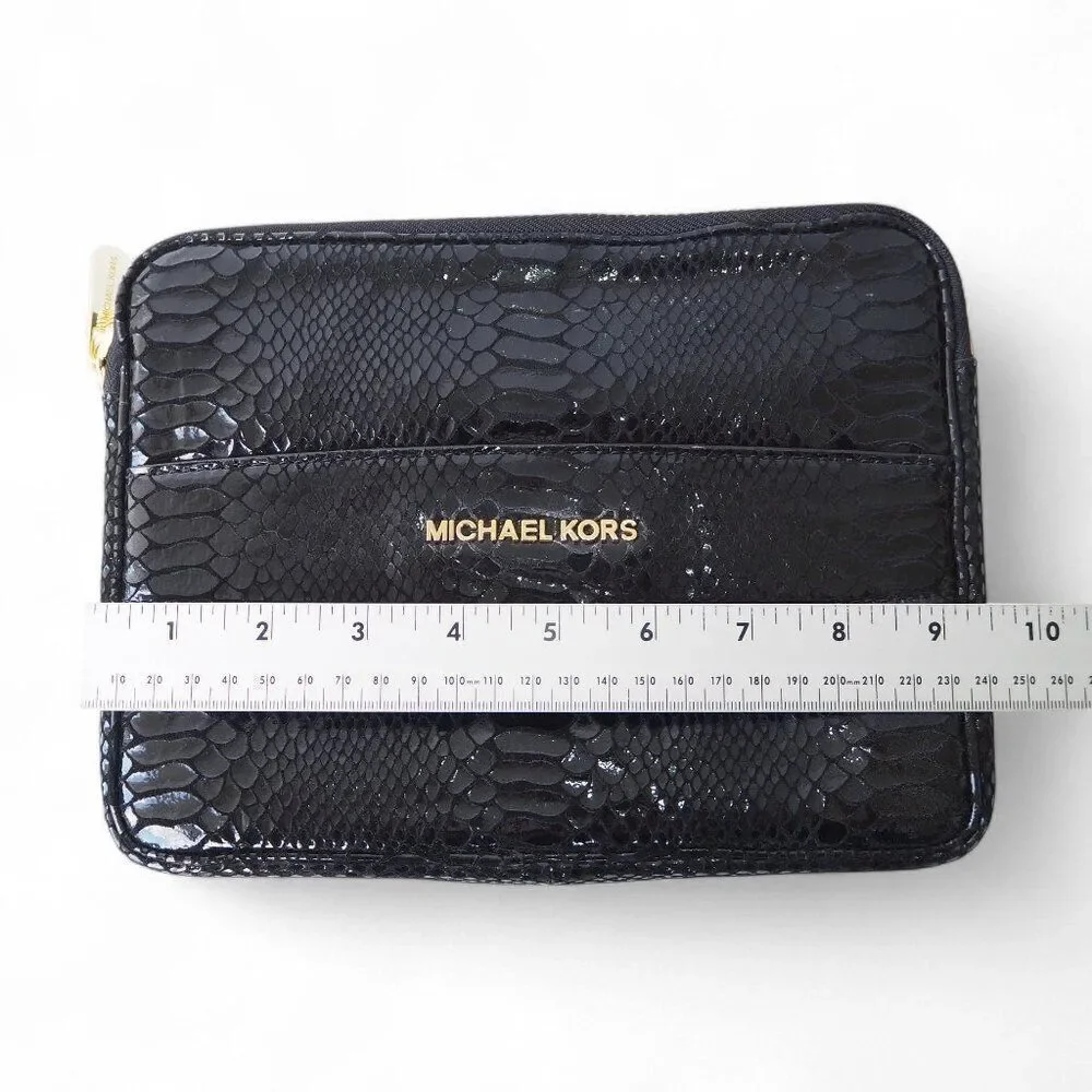 Michael Kors Patent Leather‎ Croc Print Tablet Mini Clutch Black / Gold